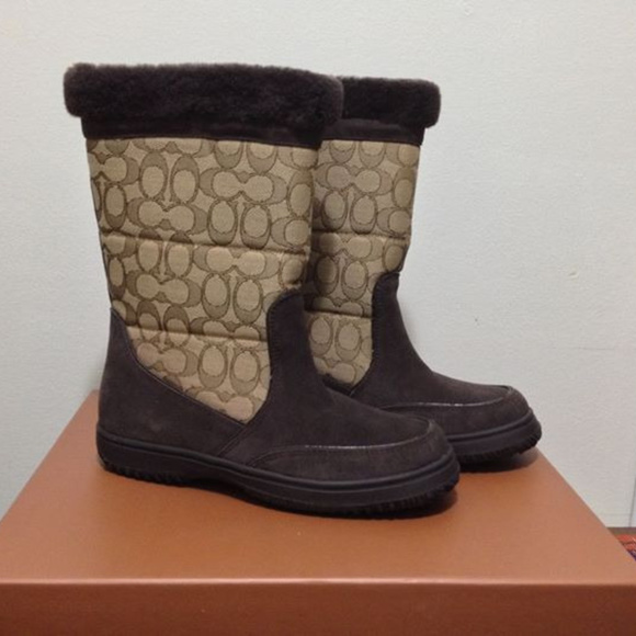 Coach Chestnut/Khaki Sherman Suede Boots with box - Picture 1 of 7